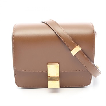 CELINE Classic box small Shoulder Bag 164183DLS leather Brown GHW Used Women