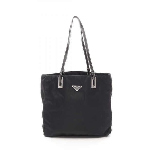 PRADA Shoulder Tote Bag Nylon leather Black Used Women logo