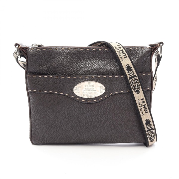 FENDI Selleria Shoulder Crossbody Bag 8BT092 calf leather Brown Used Women