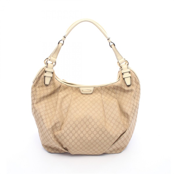 CELINE Macadam Shoulder hand Bag canvas leather Beige Used Women