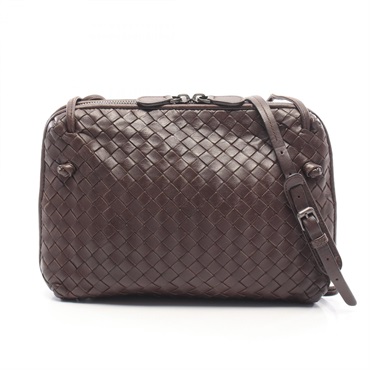 BOTTEGA VENETA Nodini Intrecciato Shoulder crossbody Bag leather Brown Used