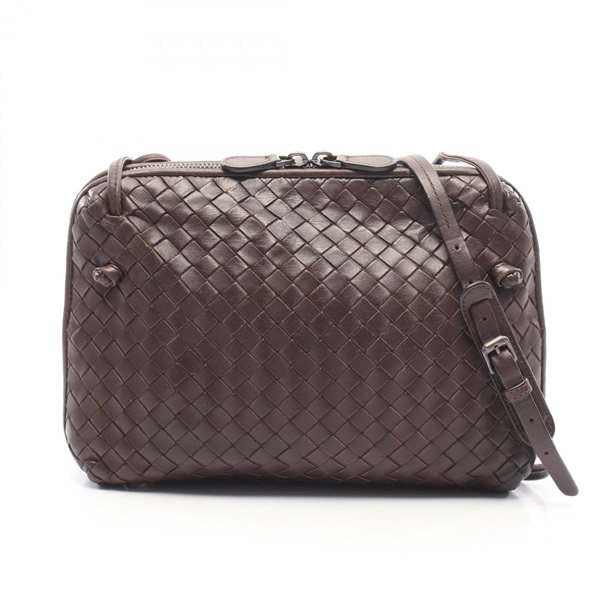 BOTTEGA VENETA Nodini Intrecciato Shoulder crossbody Bag leather Brown Used