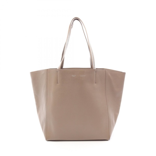 CELINE Cabas Phantom Small Tote Shoulder Bag leather Beige Used Women