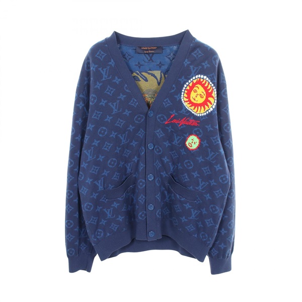 LOUIS VUITTON Yayoi Kusama Cardigan RM232H ZLW HON39W cotton Blue Used size L LV