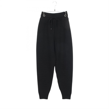 HERMES H motif Knit Long Pants Trousers #36 wool Black Used Women