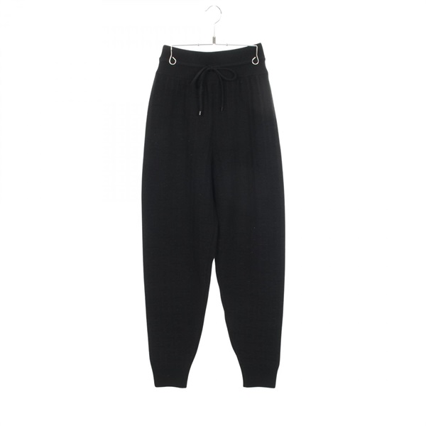 HERMES H motif Knit Long Pants Trousers #36 wool Black Used Women