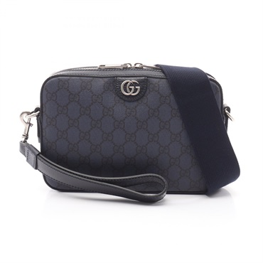 GUCCI GG Supreme Crossbody Shoulder Bag 699439 canvas leather Navy Black Used