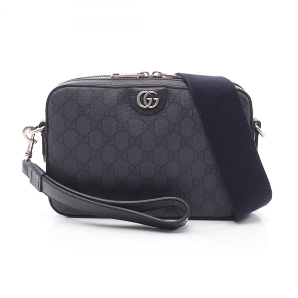 GUCCI GG Supreme Crossbody Shoulder Bag 699439 canvas leather Navy Black Used