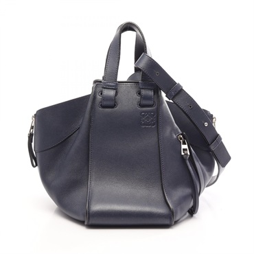 LOEWE HAMMOCK SMALL Shoulder Handbag leather Navy Used Women