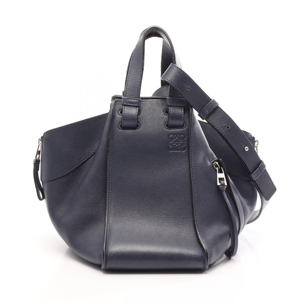LOEWE HAMMOCK SMALL Shoulder Handbag leather Navy Used Women