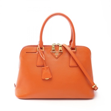 PRADA SAFFIANO LUX Shoulder Crossbody Handbag Saffiano leather Orange Used Women