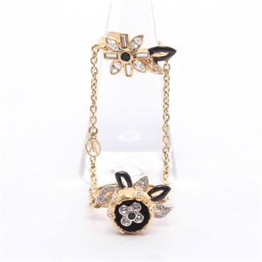 LOUIS VUITTON LV Windsor Fleur Ring #6.75 US size Gold Plated Rhinestone used