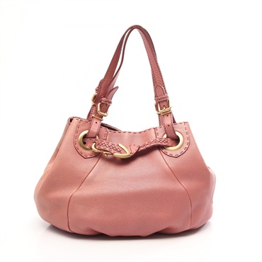 FENDI Selleria Shoulder Tote Bag leather Pink Used Women
