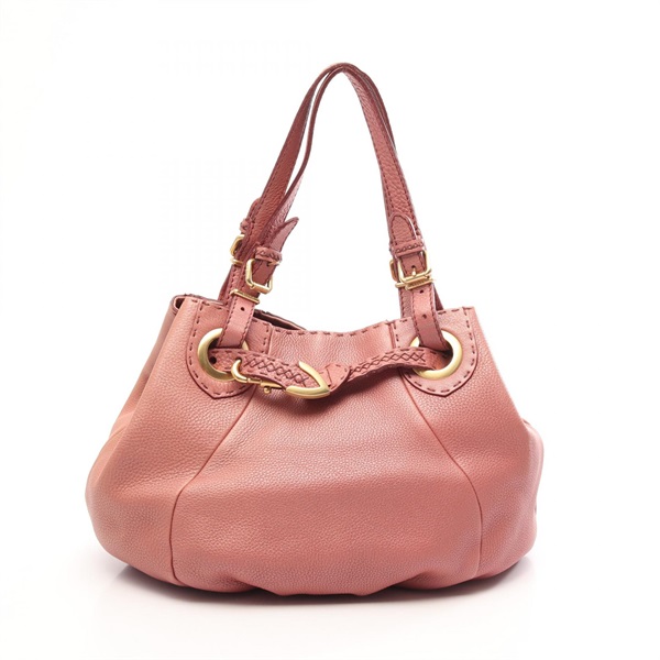 FENDI Selleria Shoulder Tote Bag leather Pink Used Women