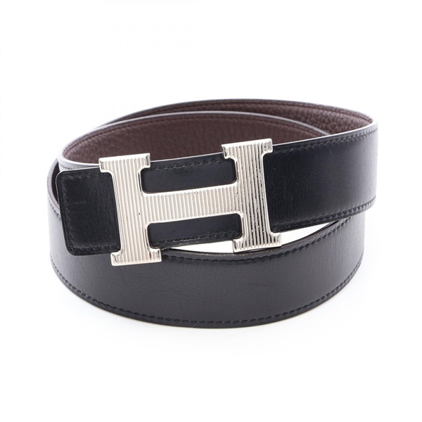 HERMES Constance H Reversible Belt leather Black Brown SHW Used mens #85