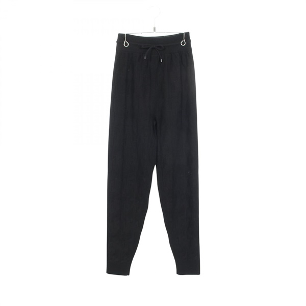 HERMES H logo Knit Pants Trousers #36 wool Black Used Women