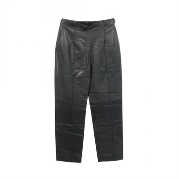 HERMES Pants Trousers With Belt #36 leather Black Used Women