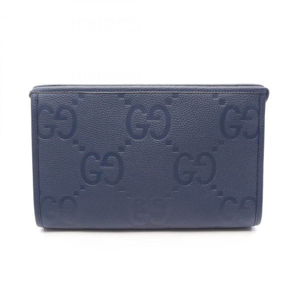 GUCCI jumbo GG Pouch Business Clutch Bag 739490 leather Blue Used mens