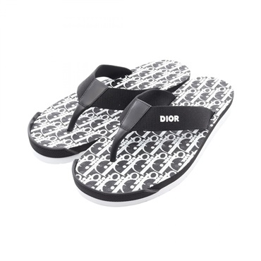 Christian Dior ALPHA Oblique Sandals Flip-flops #43 leather Fabric Preowned