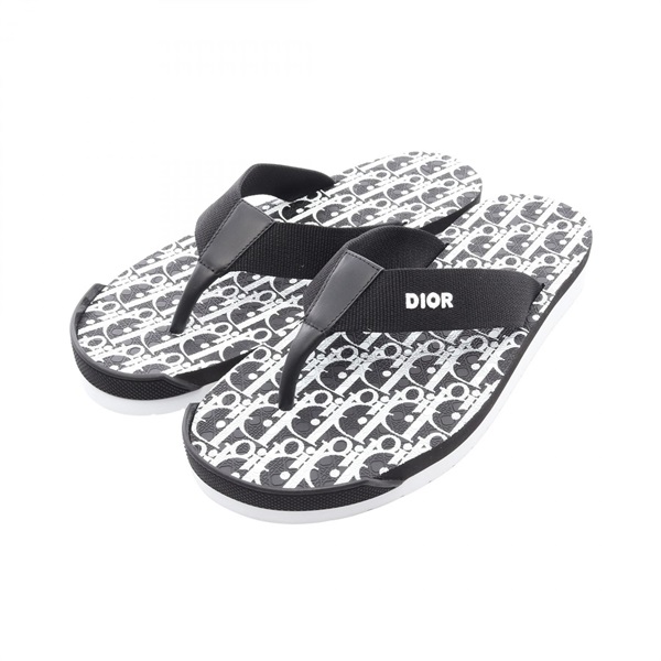 Christian Dior ALPHA Oblique Sandals Flip-flops #43 leather Fabric Preowned