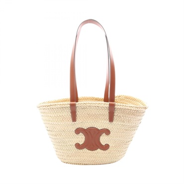 CELINE Medium Triomphe Basket Shoulder Bag 192622CGG04LU leather Raffia Preowned