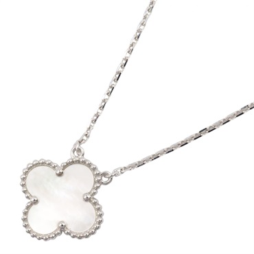 Van Cleef & Arpels Vintage Alhambra Mother of Pearl Necklace 18KWG Used Women