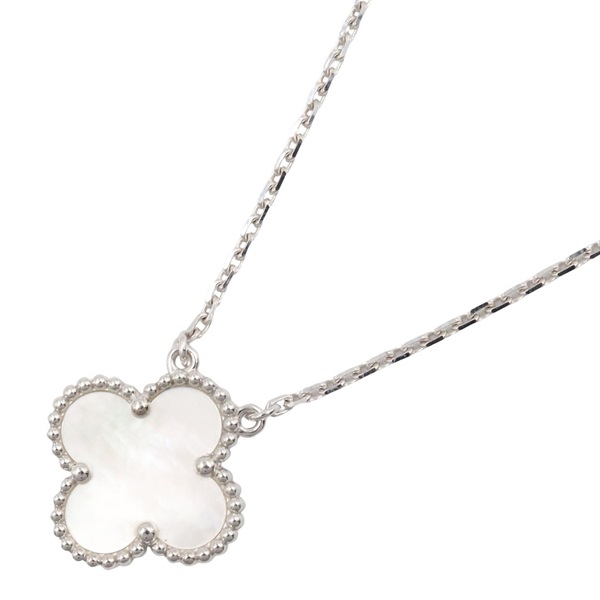 Van Cleef & Arpels Vintage Alhambra Mother of Pearl Necklace 18KWG Used Women