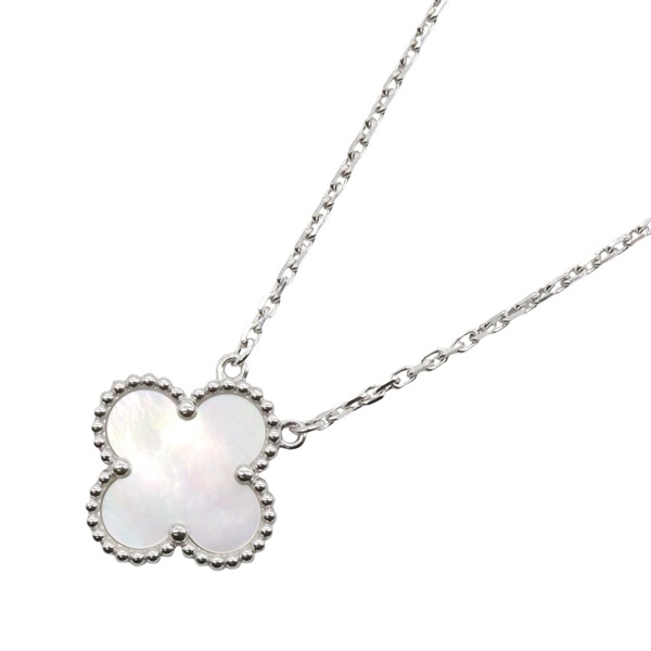 Van Cleef & Arpels Vintage Alhambra Mother of Pearl Necklace 18KWG Used Women