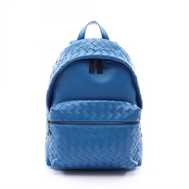 BOTTEGA VENETA Intrecciato Rucksack Backpack bag leather Blue Used mens