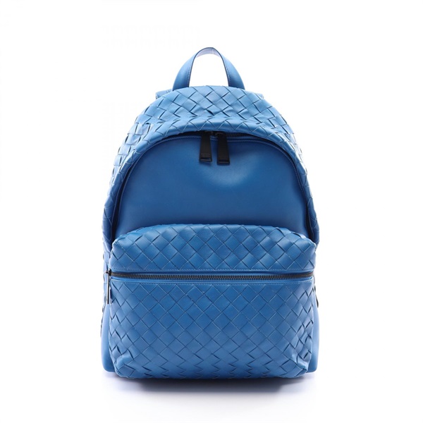 BOTTEGA VENETA Intrecciato Rucksack Backpack bag leather Blue Used mens