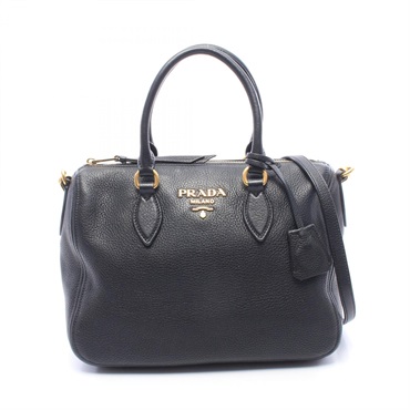 PRADA Shoulder crossbody Handbag 1BB023 leather Black Used Women