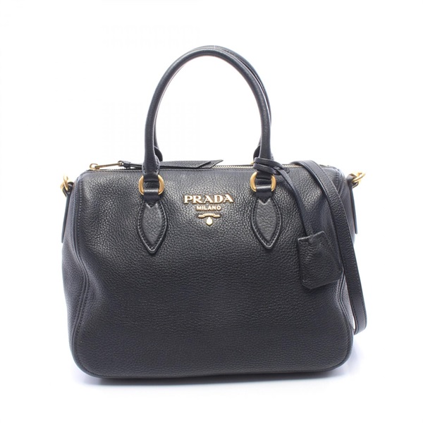 PRADA Shoulder crossbody Handbag 1BB023 leather Black Used Women