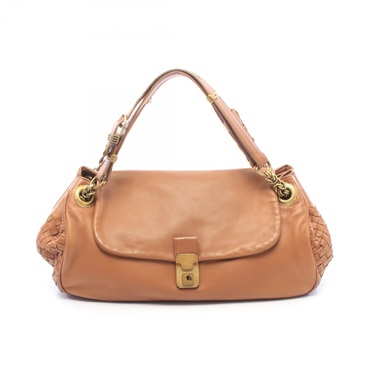 BOTTEGA VENETA Intrecciato Handbag Lambskin leather Camel Used Women