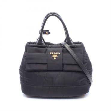 PRADA TESSUTO BOMBER Shoulder crossbody Handbag Nylon leather Black Used Women