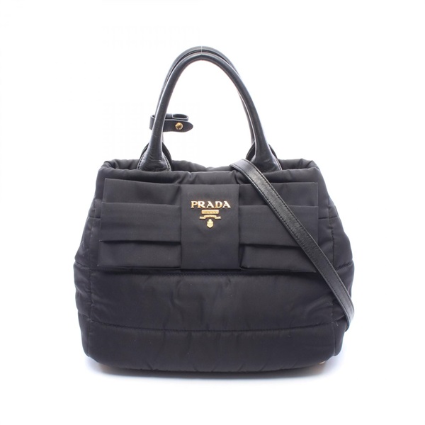 PRADA TESSUTO BOMBER Shoulder crossbody Handbag Nylon leather Black Used Women