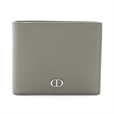 Christian Dior CD Icon Bi-fold wallet purse leather Khaki olive Used mens