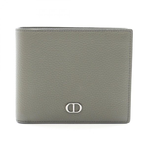 Christian Dior CD Icon Bi-fold wallet purse leather Khaki olive Used mens