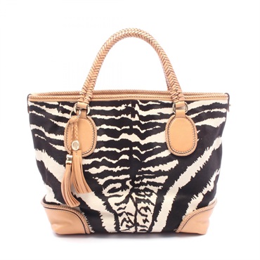 GUCCI Marrakech Tote hand Bag 257023 leather Black White Beige Used Women