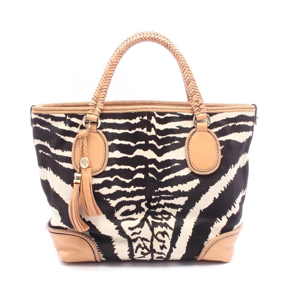 GUCCI Marrakech Tote hand Bag 257023 leather Black White Beige Used Women
