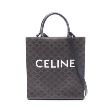 CELINE Medium Vertical Cabas Triomphe shoulder crossbody Tote Bag canvas leather