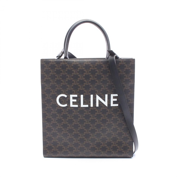 CELINE Medium Vertical Cabas Triomphe shoulder crossbody Tote Bag canvas leather