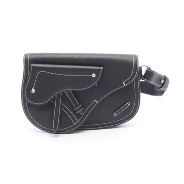 Christian Dior SADDLE Waist Belt Bum Bag 1ADPO095YKK leather Black Used mens