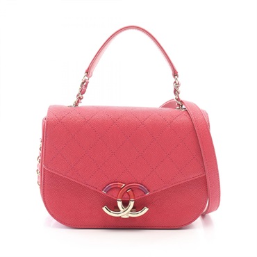 CHANEL COCO Mark Top Handle Flap Matelasse Crossboady Shoulder Bag A93659 Used