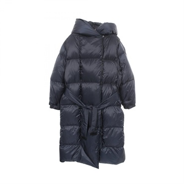MAX MARA THE CUBE Hooded Long Down jacket Coat #34 polyester Navy Used Women