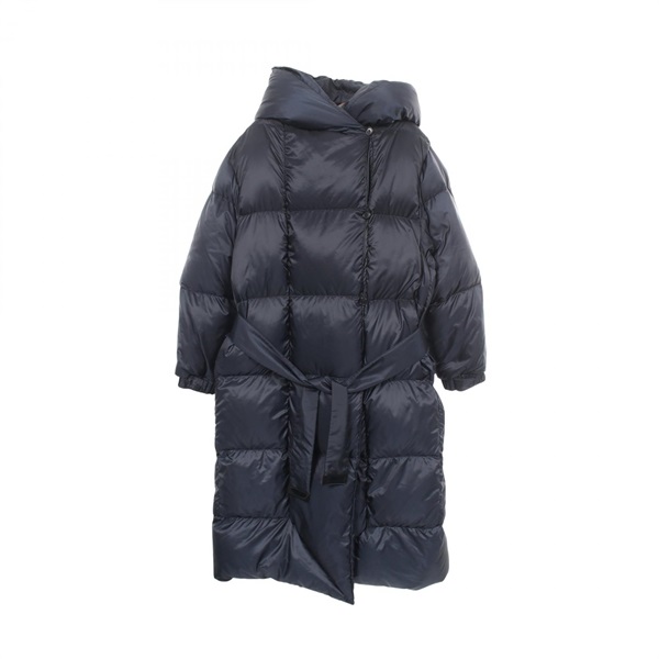 MAX MARA THE CUBE Hooded Long Down jacket Coat #34 polyester Navy Used Women