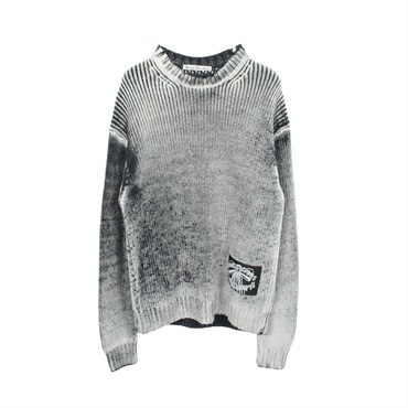 ACNE STUDIOS Logo patch Crew neck Knitwear Sweater cotton Gray Navy Used size S