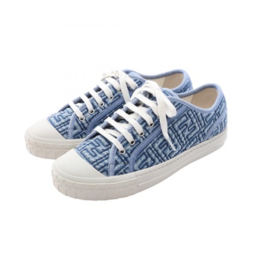 FENDI Zucca Lace up Sneakers Shoes #25 canvas Blue Preowned Women