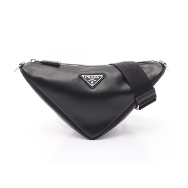 PRADA Triangle Shoulder Crossbody Bag 2VH155 leather Black Used Women