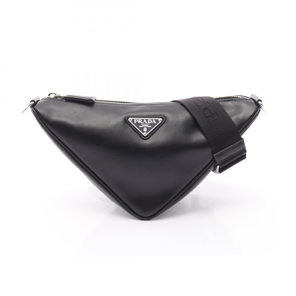 PRADA Triangle Shoulder Crossbody Bag 2VH155 leather Black Used Women