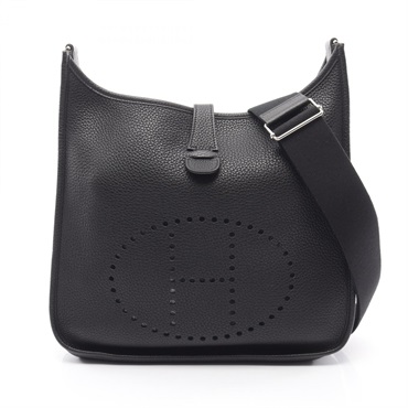 HERMES Evelyne III GM Shoulder Crossbody Bag Clemence leather Black SHW Used N